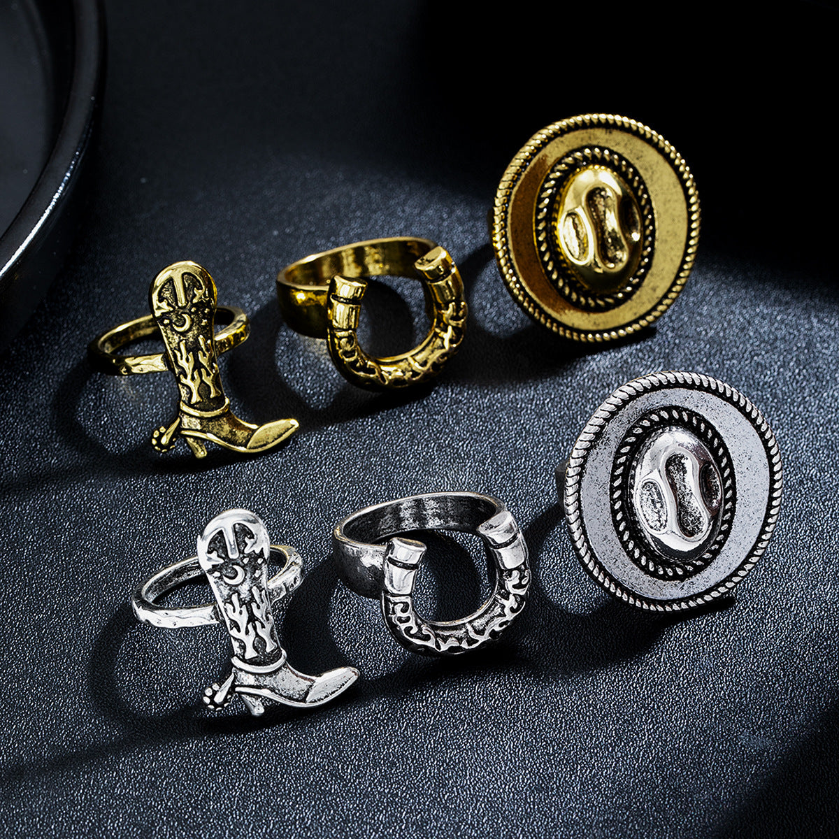 Wholesale Retro Ethnic Style Cowboy Western Style Multi-Piece Set of Rings