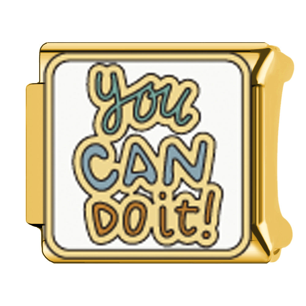 Wholesale  Italian Charm Bracelet 9mm DIY welding oil dripping Creative Stainless Steel Composable Bracelet