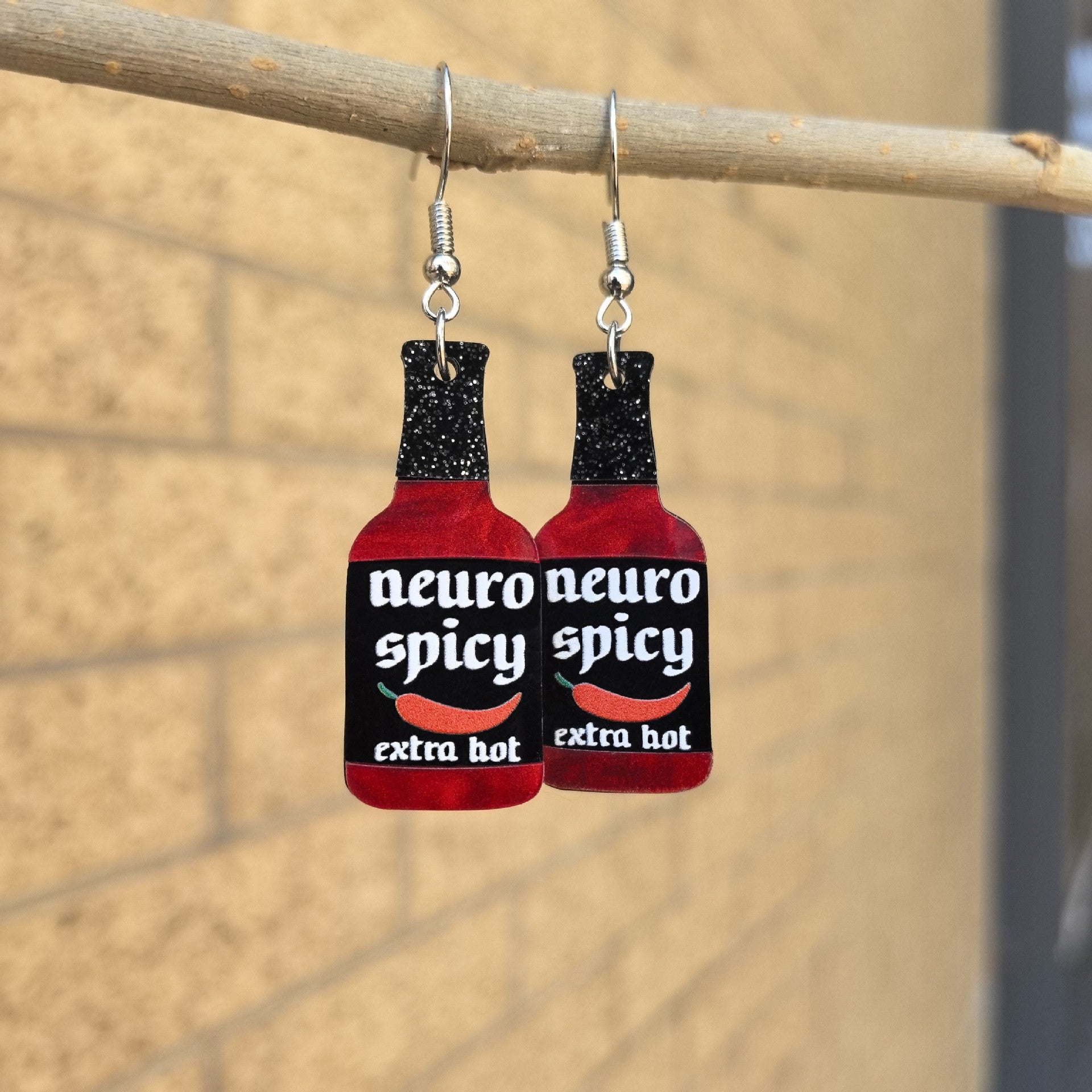Wholesale  Creative Fun Mini  Chili Sauce Seasoning Acrylic Earrings