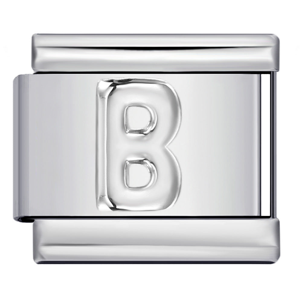 Wholesale  Italian Charm Bracelet 9mm DIY convex 26-letter  Creative Stainless Steel Composable Bracelet