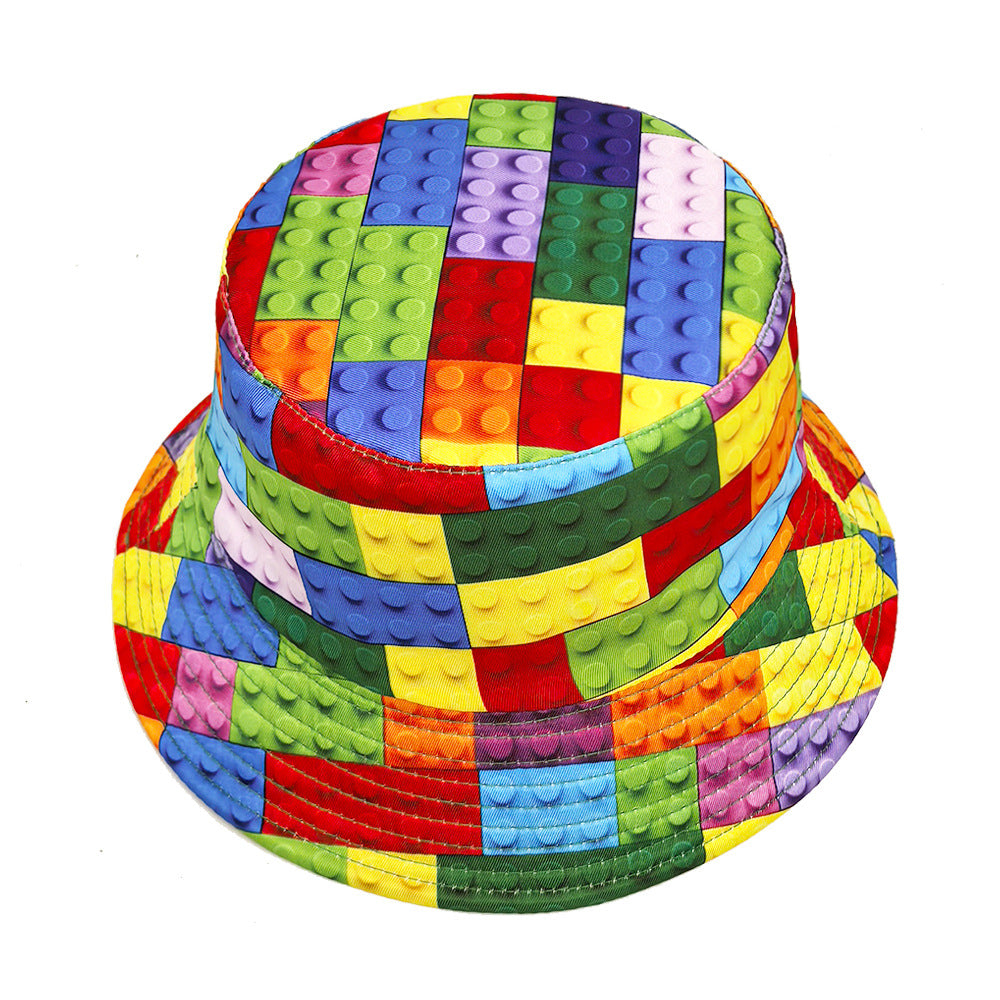 Wholesale Building Blocks Pattern Printed Fisherman Hat Bucket Hat