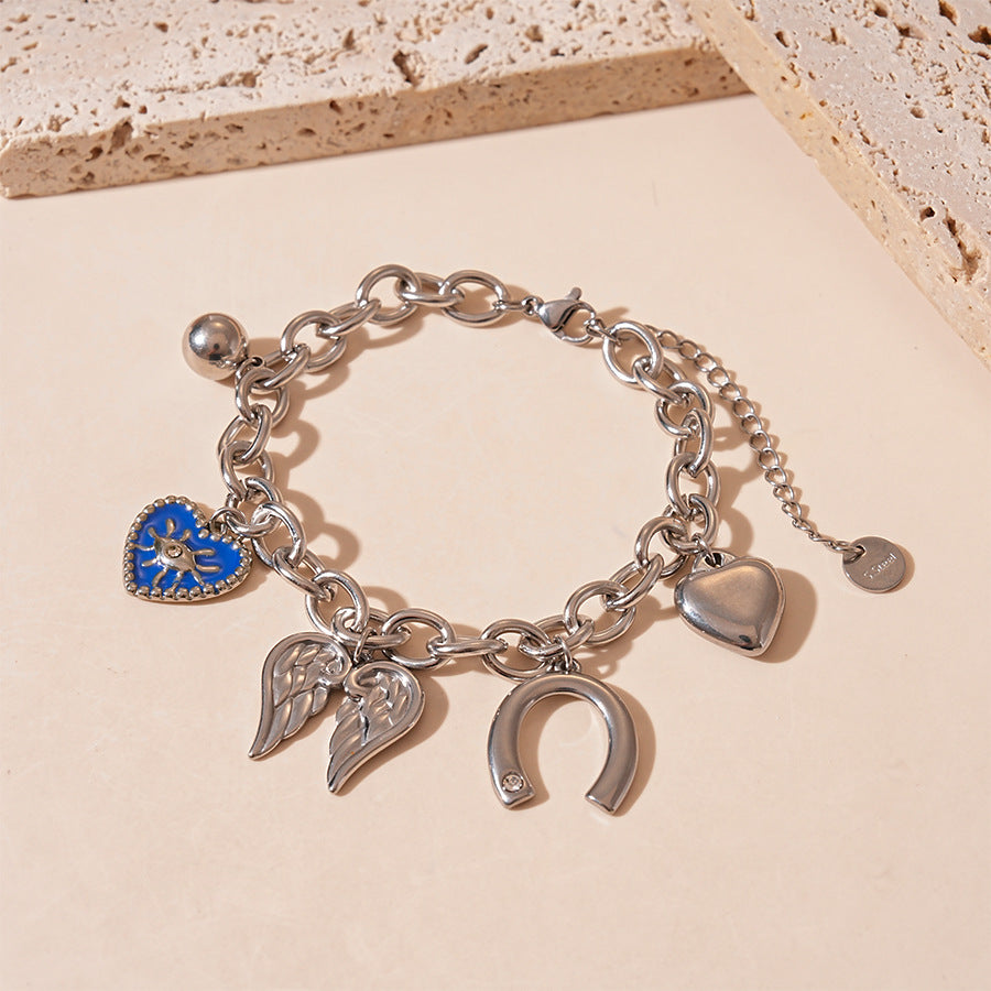 Wholesale titanium steel angel wings love chain bracelet