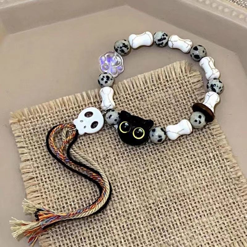 Wholesale Skull Cat Ceramic Braided Bracelet