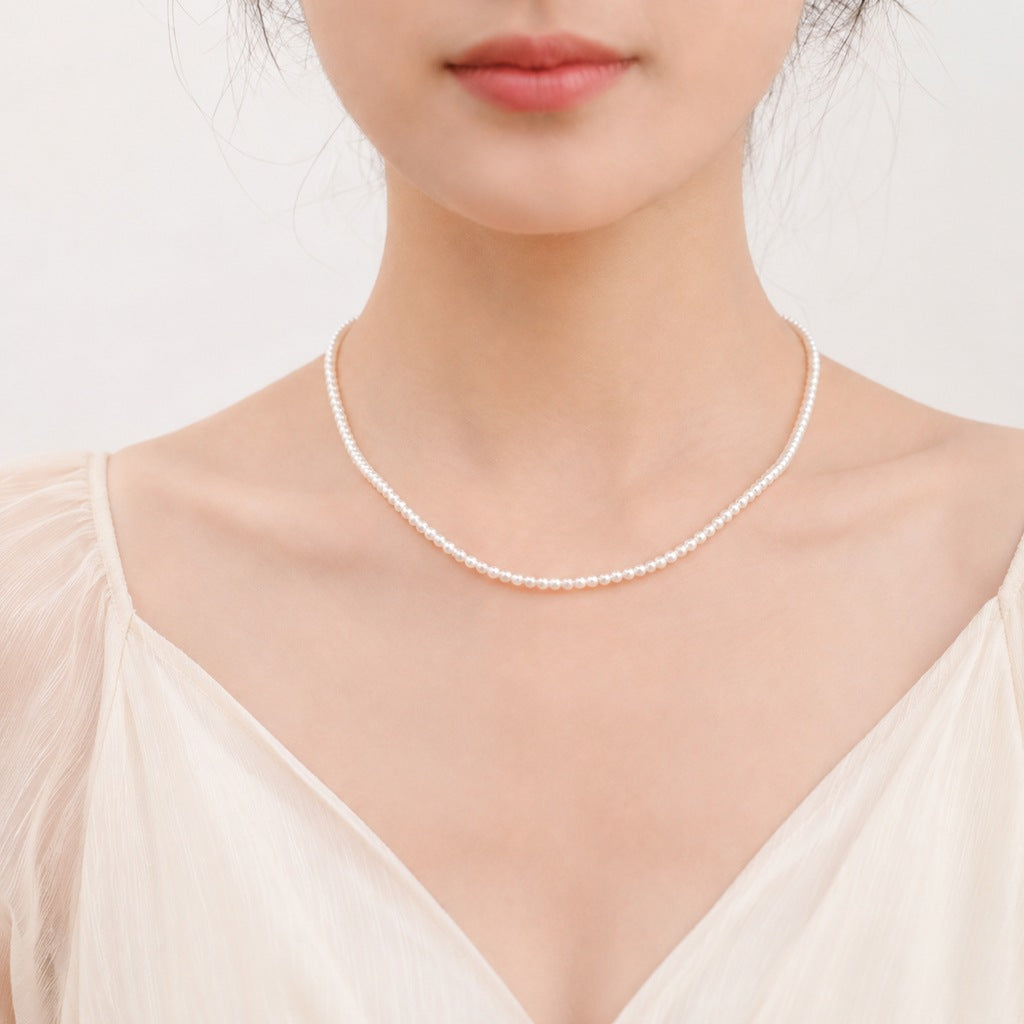 Wholesale Stylish White Faux Pearl Necklace For Women Elegant Cheongsam Collarbone Chain Gift Jewelry Accessory