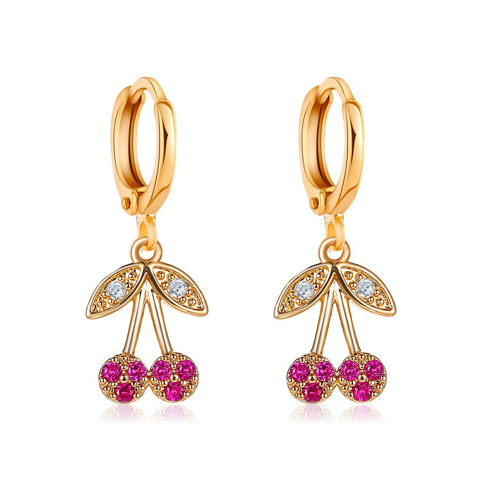 Wholesale  long cherries earrings creative  cute cherry earrings