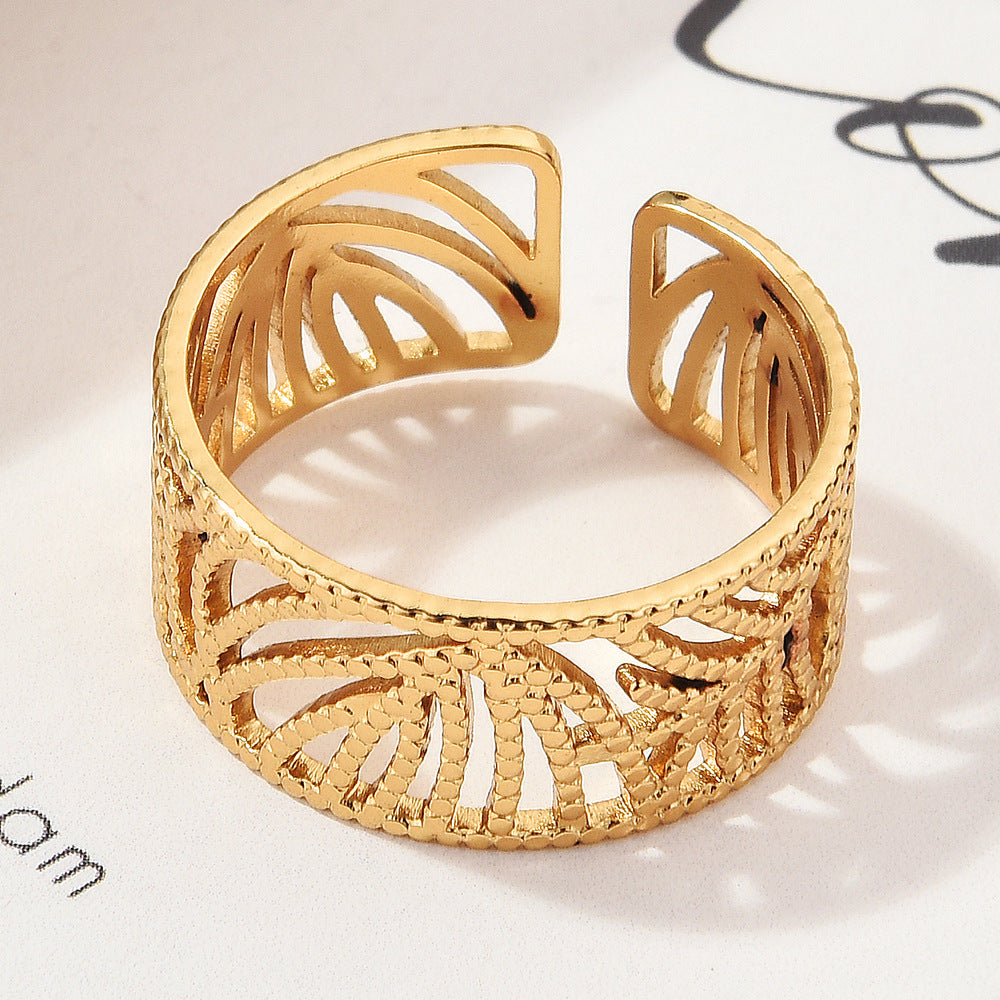 Wholesale Gold Plated Titanium Steel Geometric Eye Adjustable Ring Boutique Resale