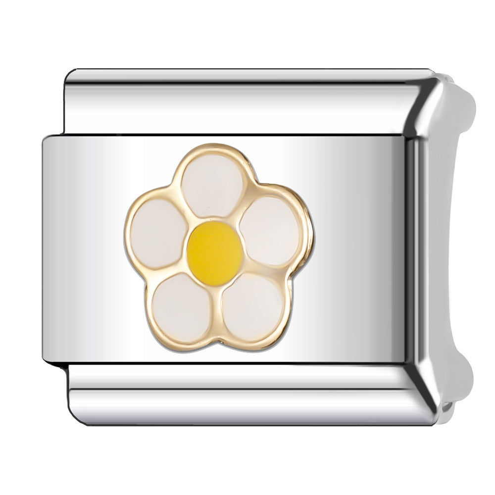 Wholesale Italian Charm Bracelet 9mm DIY Splicing Plant and Flower Series Stainless Steel Composable Bracelet