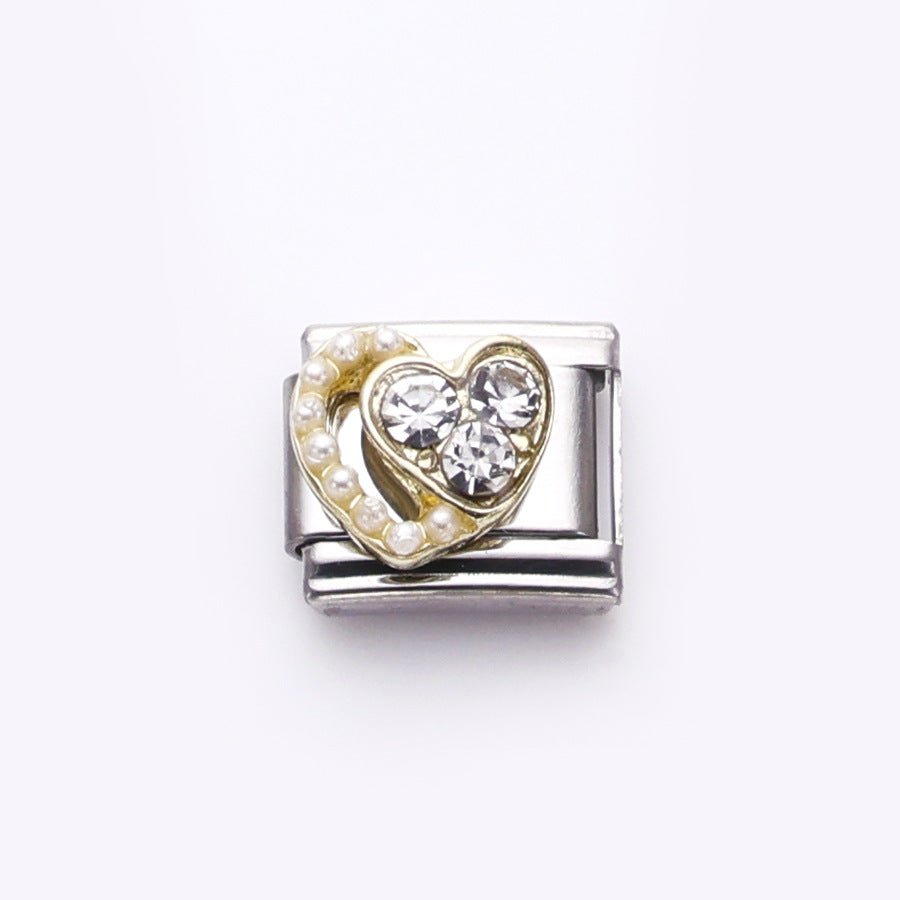 Wholesale 10pcs Italian Charm Bracelet 9mm DIY Splicing Heart Shell Stainless Steel Composable Bracelet