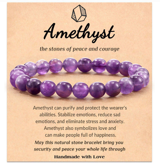 Wholesale Natural stone bracelet elastic rope beaded 8mm chalcedony agate hand-woven bracelet