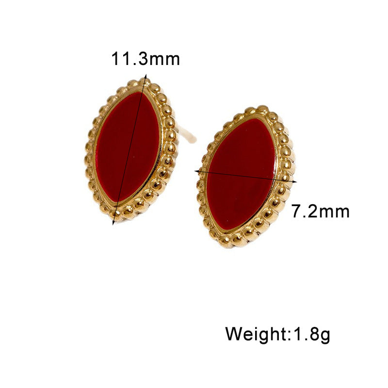 Wholesale Women S Black Marquise Earrings Stainless Steel Geometric Design Gold Plated Jewelry Accessory For Party And Gift