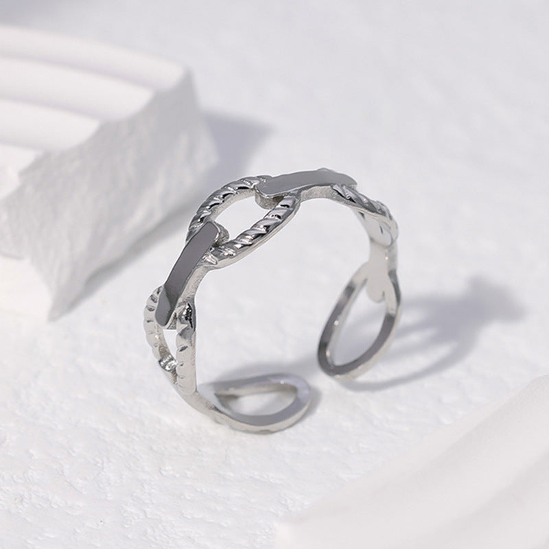 Wholesale Leaf Heart Shape Open Stainless Steel Rings ACC-RS-Manguo005