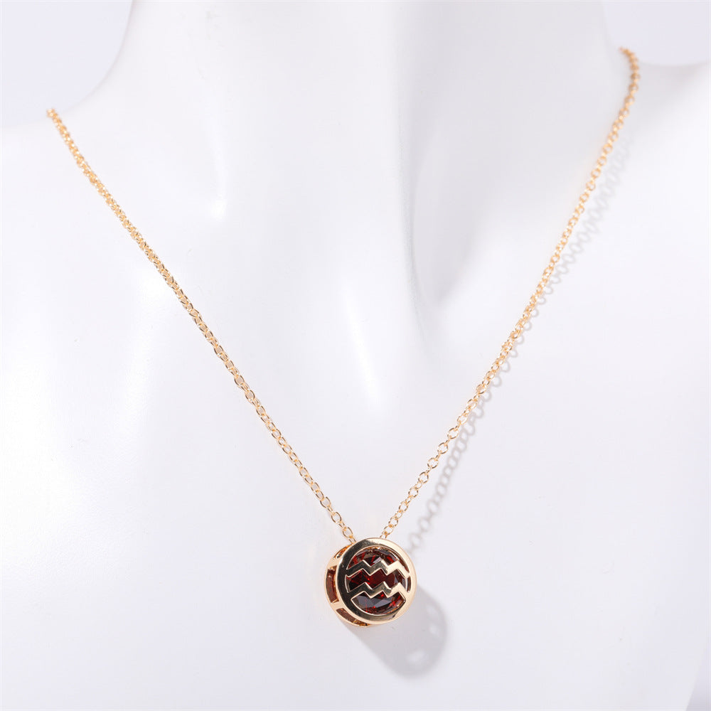 Wholesale Double-sided Hollow Twelve Zodiac Necklace ACC-NE-XuanChi003