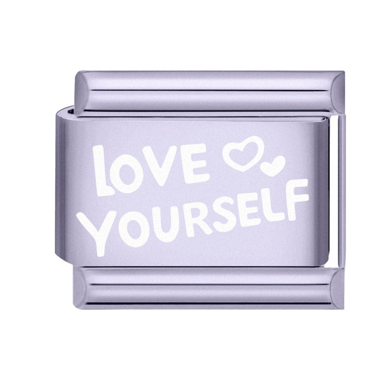 Wholesale Italian Charm Bracelet 9mm DIY Splicing Light Purple Series Stainless Steel Composable Bracelet