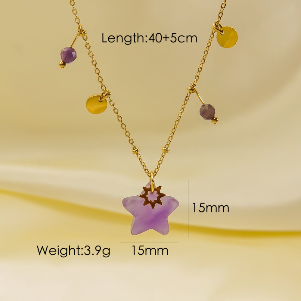 Wholesale Light Luxury Five-pointed Star Pendant Natural Stone Necklace