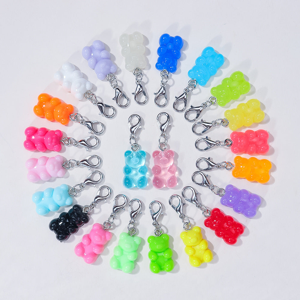 Wholesale 10pcs/pack Candy Color Bear Pendant DIY Universal Buckle Pendant Necklace Bracelet Keychain Shoe Bag Accessories Pendant Accessories