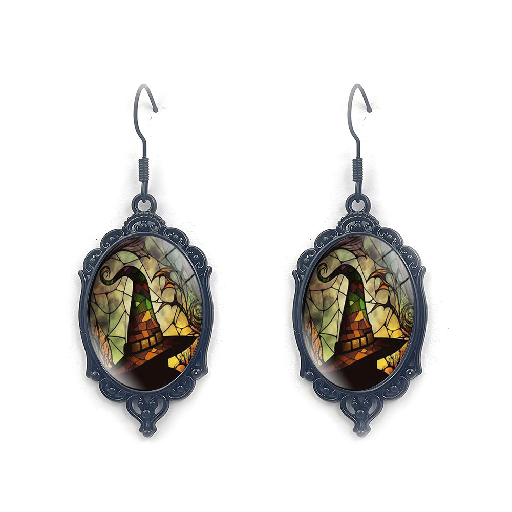 Wholesale Halloween Dark Series Oval Pendant Earrings