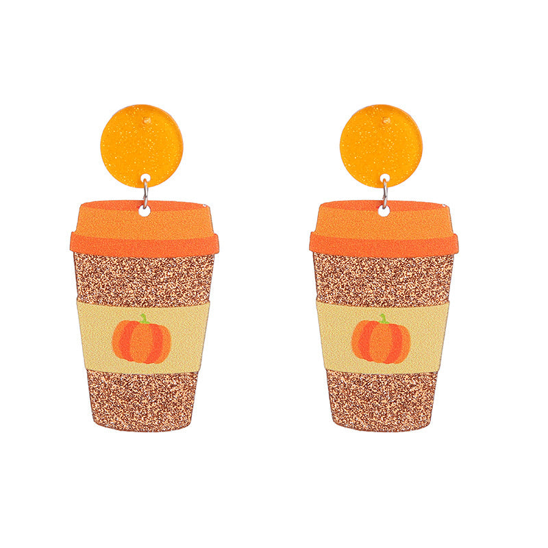 Wholesale  Pumpkin Cat Skull Funny Exaggerated Acrylic Halloween Earrings