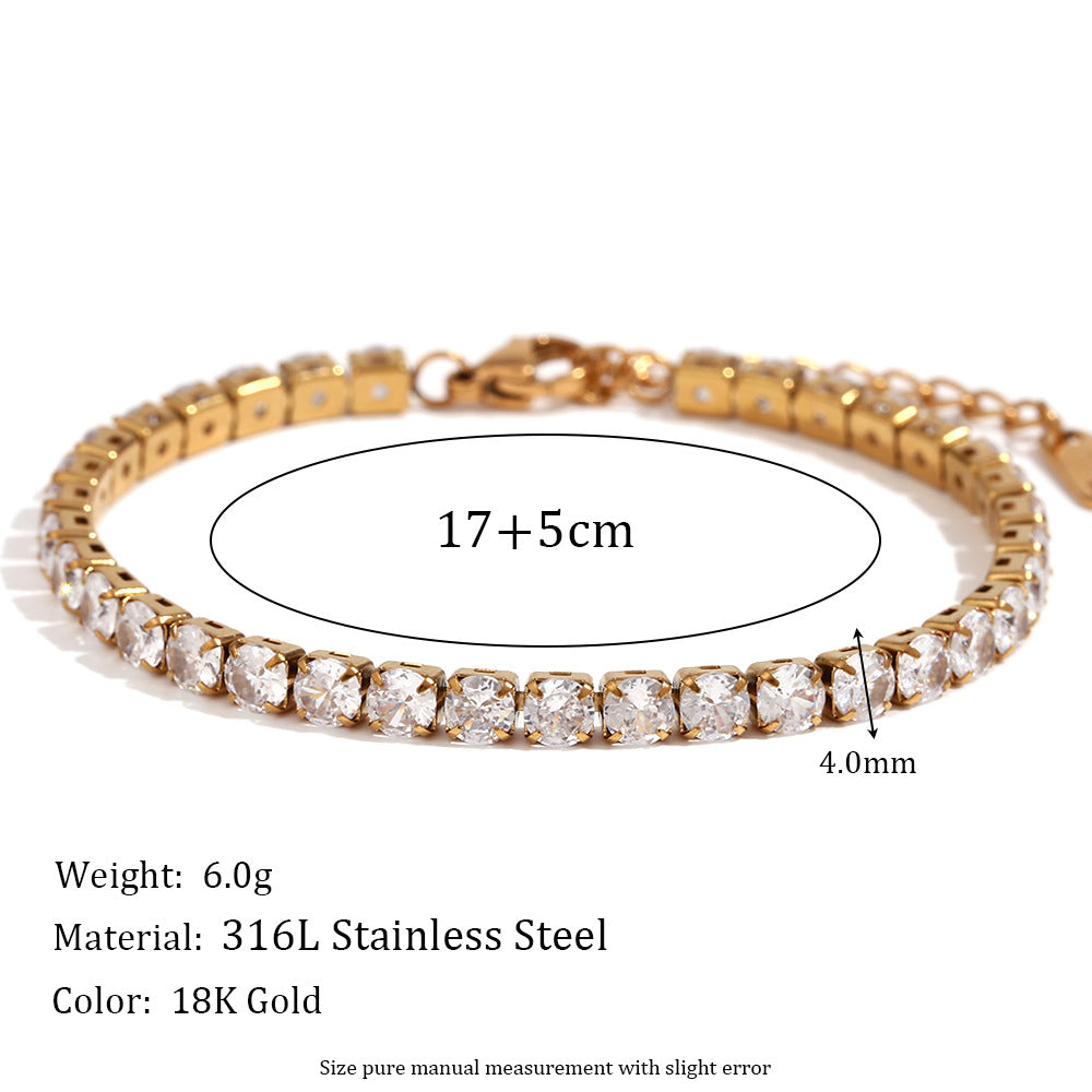 Wholesale Stainless Steel Bracelets 18K Gold Plated Bracelet Micro Inlaid Zircon Chain Bracelet ACC-BT-MengJ002