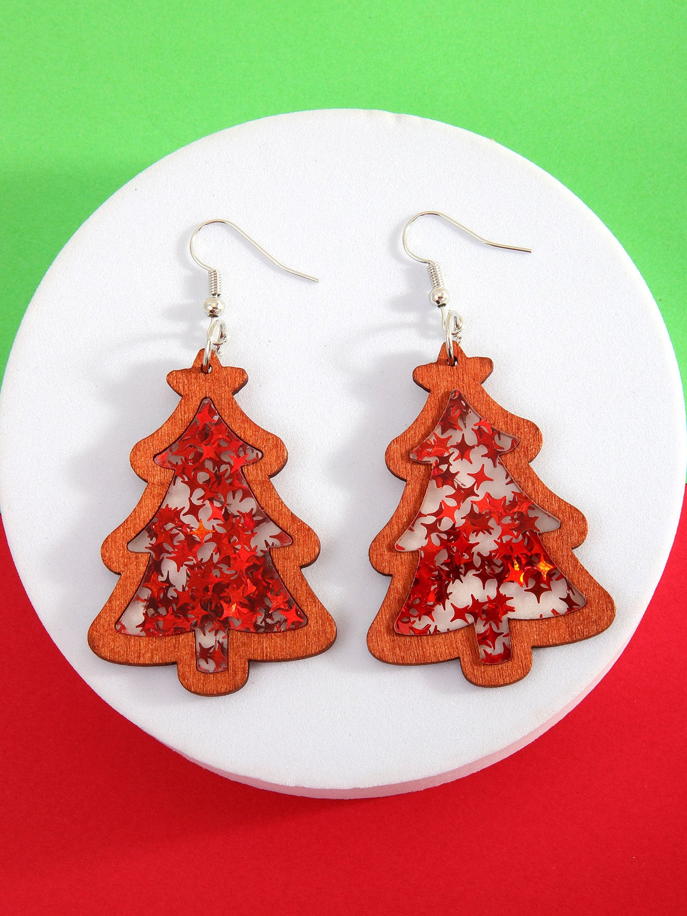 Wholesale Christmas Tree Acrylic Sequin Earrings