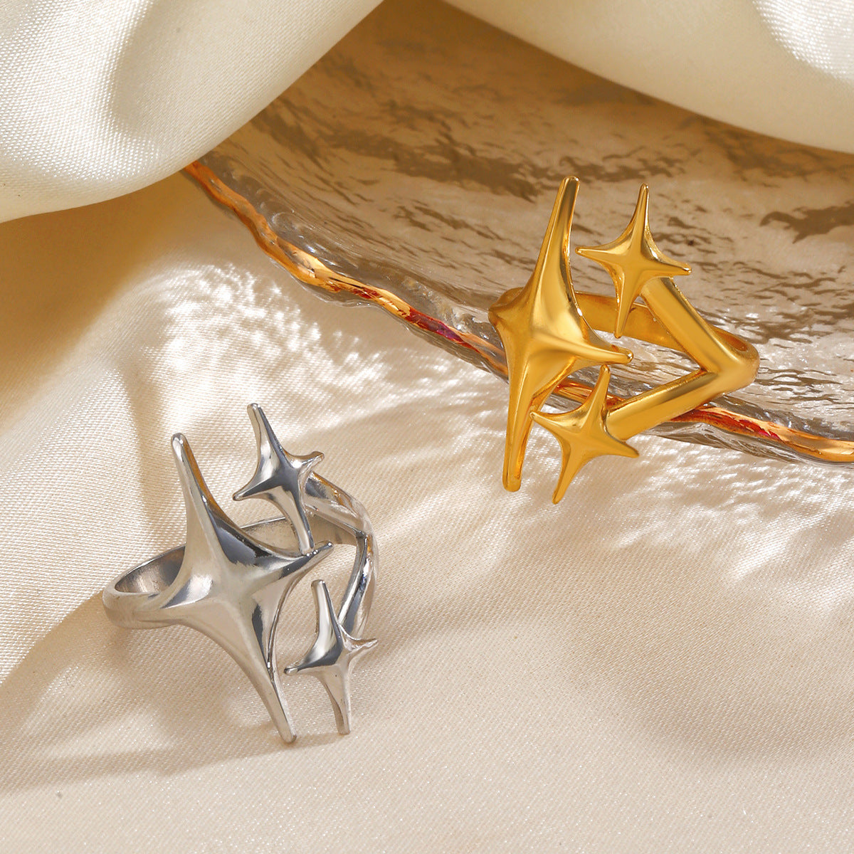 Wholesale Modern Star Opening Ring Stainless Steel Fashion Jewelry Accessory for Everyday Wear