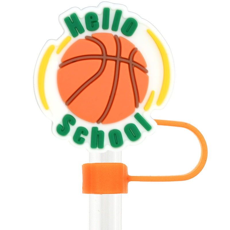 Wholesale Random 100pcs Back To School 10mm PVC Soft Glue Straw Tube Cap ACC-SCR-RYY095