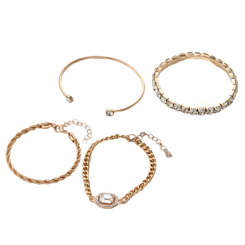 Wholesale Diamond Metal Geometric Creative Bracelet 4-piece Set ACC-BT-ChaoKai002