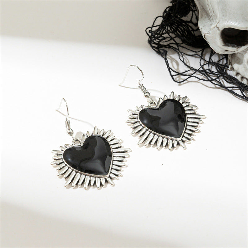 Wholesale  love earrings  gothic black heart earrings