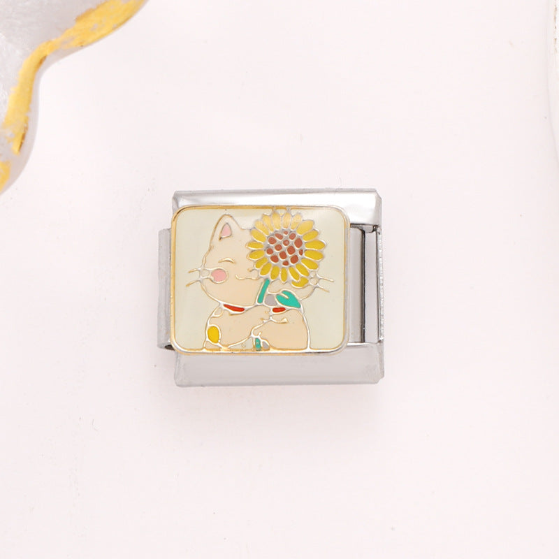 Wholesale 10pcs Italian Charm Bracelet 9mm DIY Splicing Removable Little Fox Stainless Steel Composable Bracelet