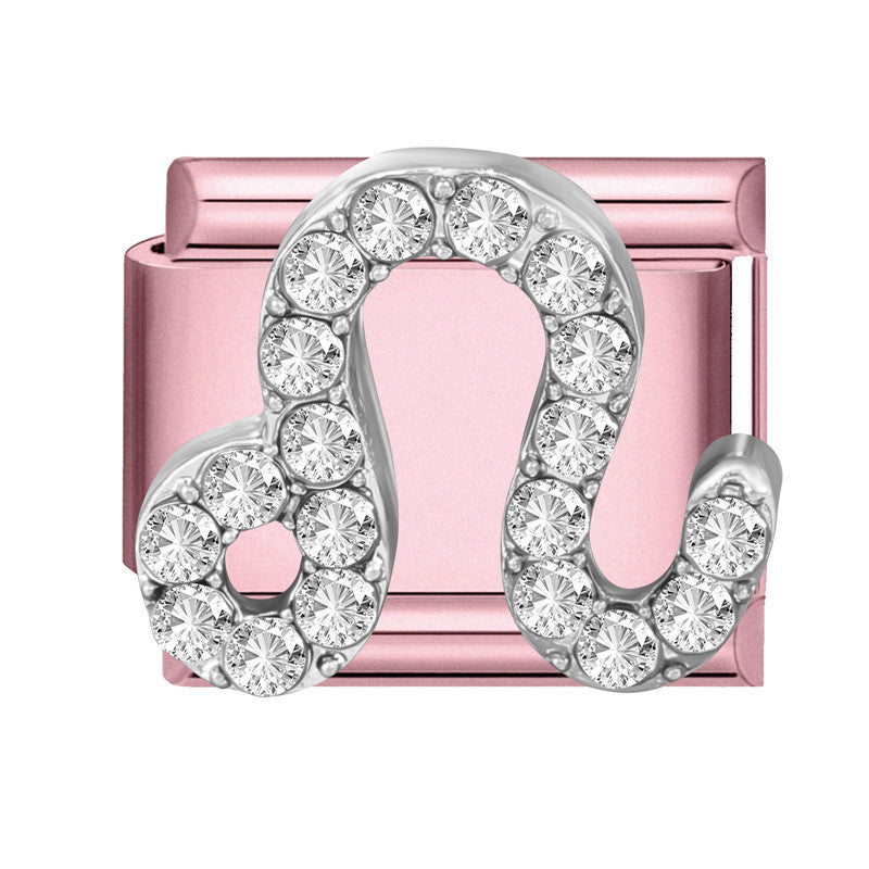 Wholesale Trendy Pink Zodiac Pisces Bracelet Charm Stainless Steel Crystal DIY Jewelry Accessory For Party Gift