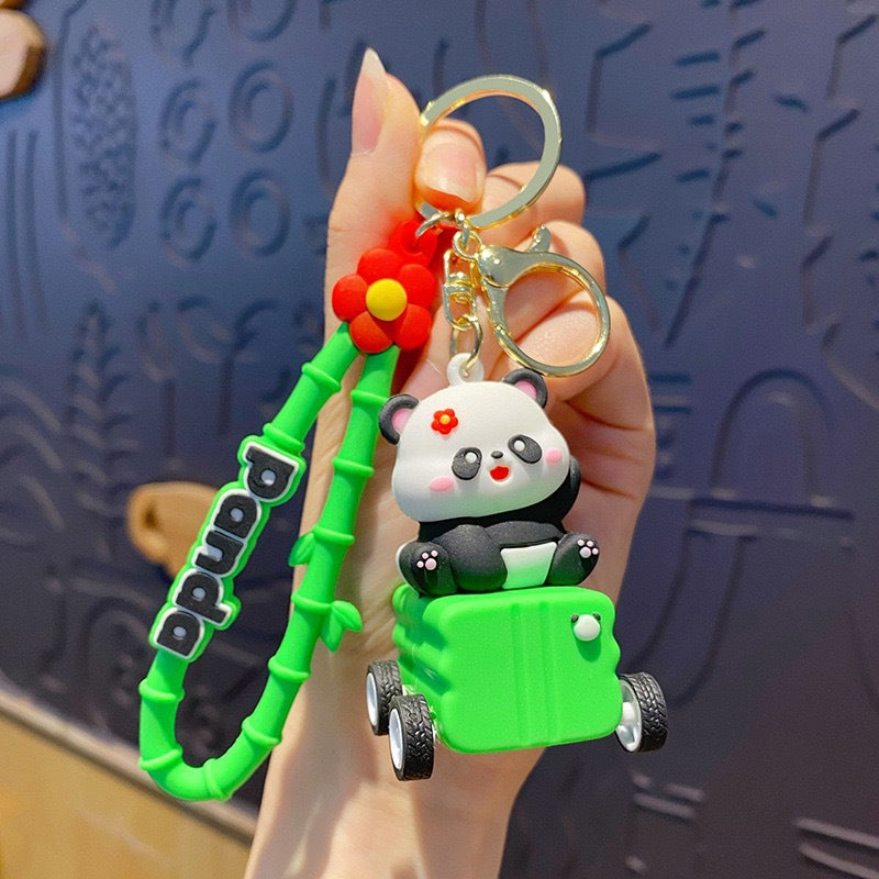 Wholesale Cute Cartoon Luggage Panda PVC Keychains ACC-KC-ErLu022