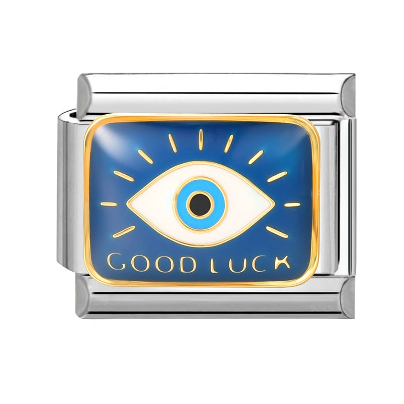 Wholesale 9mm Italian Charm Starter Bracelets DIY Butterfly Evil Eye Stainless Steel Composable Bracelet