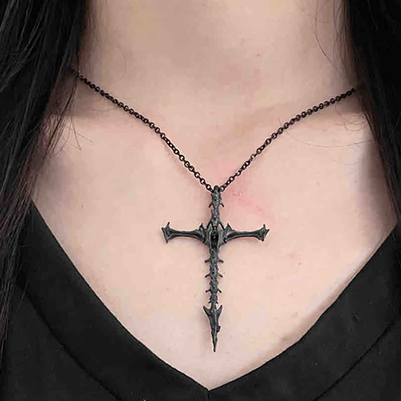 Wholesale Dark Style Skull Cross Pendant Necklace ACC-NE-FuSu011