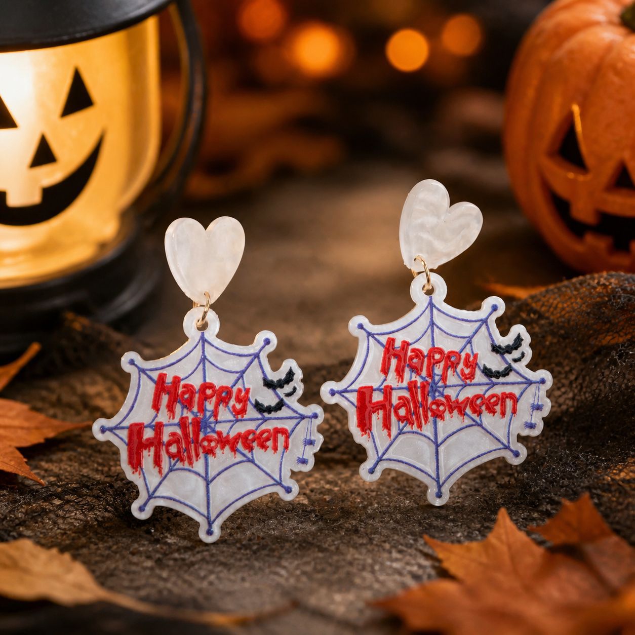 Wholesale Gothic  Earrings Acrylic Ghost Pumpkin Bat Skull Party Jewelry Accessory
