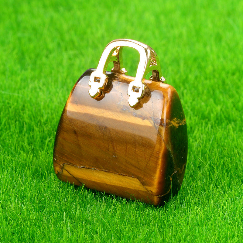 Wholesale Natural Crystal Stone Mini Bag Amethyst Pendant ACC-PT-KeSuo0010