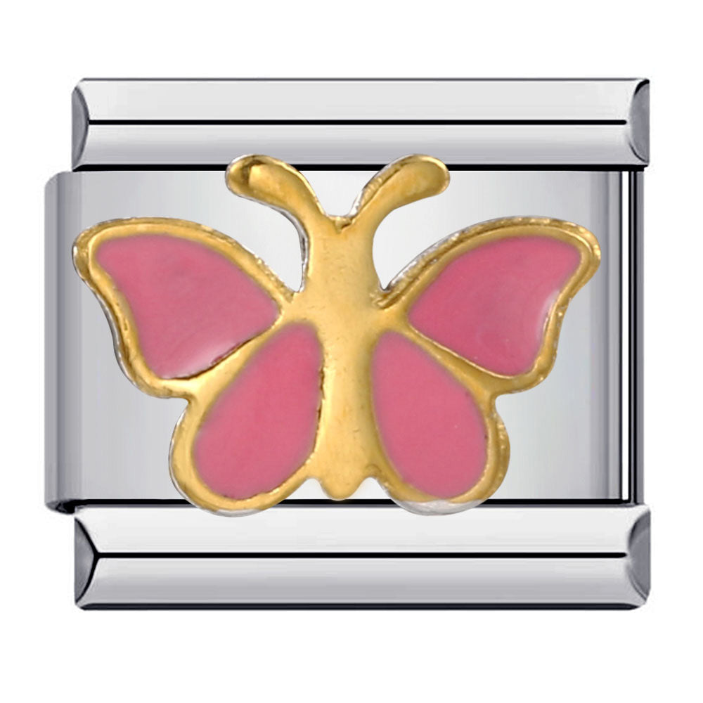 Wholesale Colorful Butterfly Italian Charm Bracelet DIY Stainless Steel Jewelry Accessory for Resale