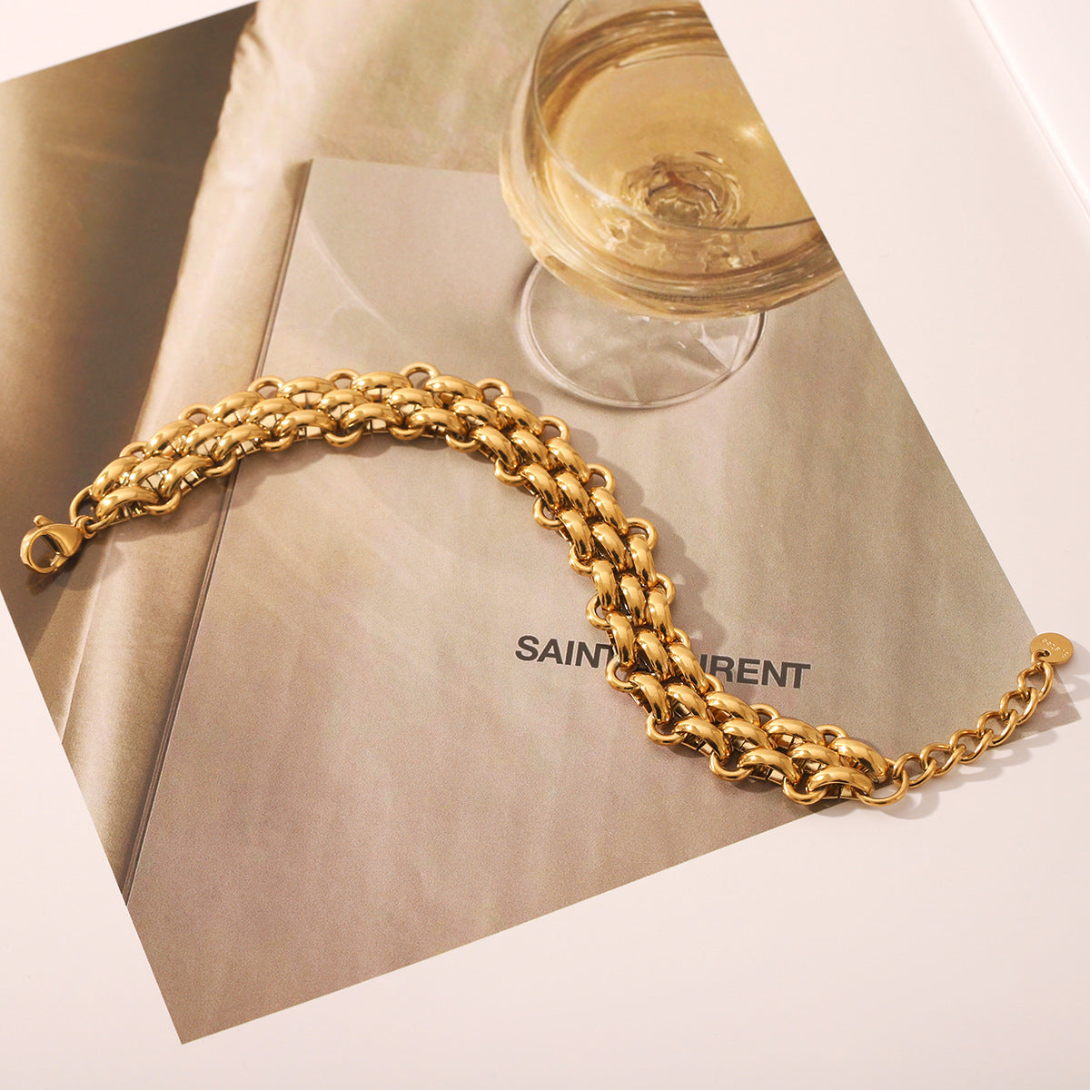 Wholesale Woven Chain Titanium Steel Bracelet Light Luxury High Sense Waterproof Color-free Bracelet