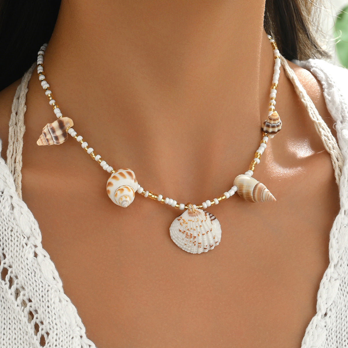 Wholesale Summer casual ocean resort style seashell necklace