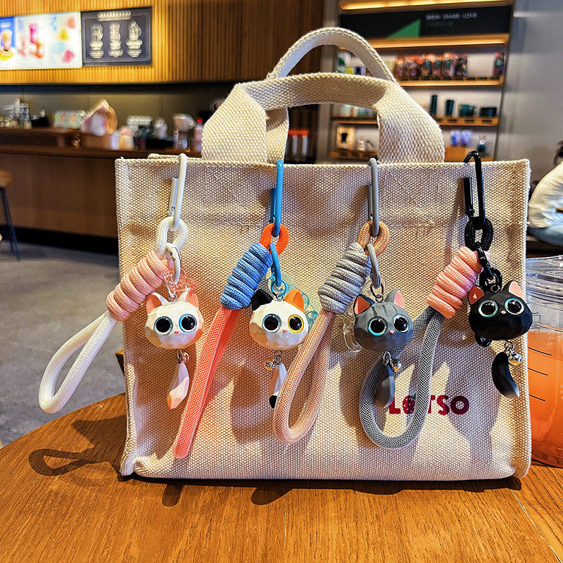 Wholesale Cartoon Cute Wood Carving Style Resin Cat Keychains ACC-KC-HangLi012