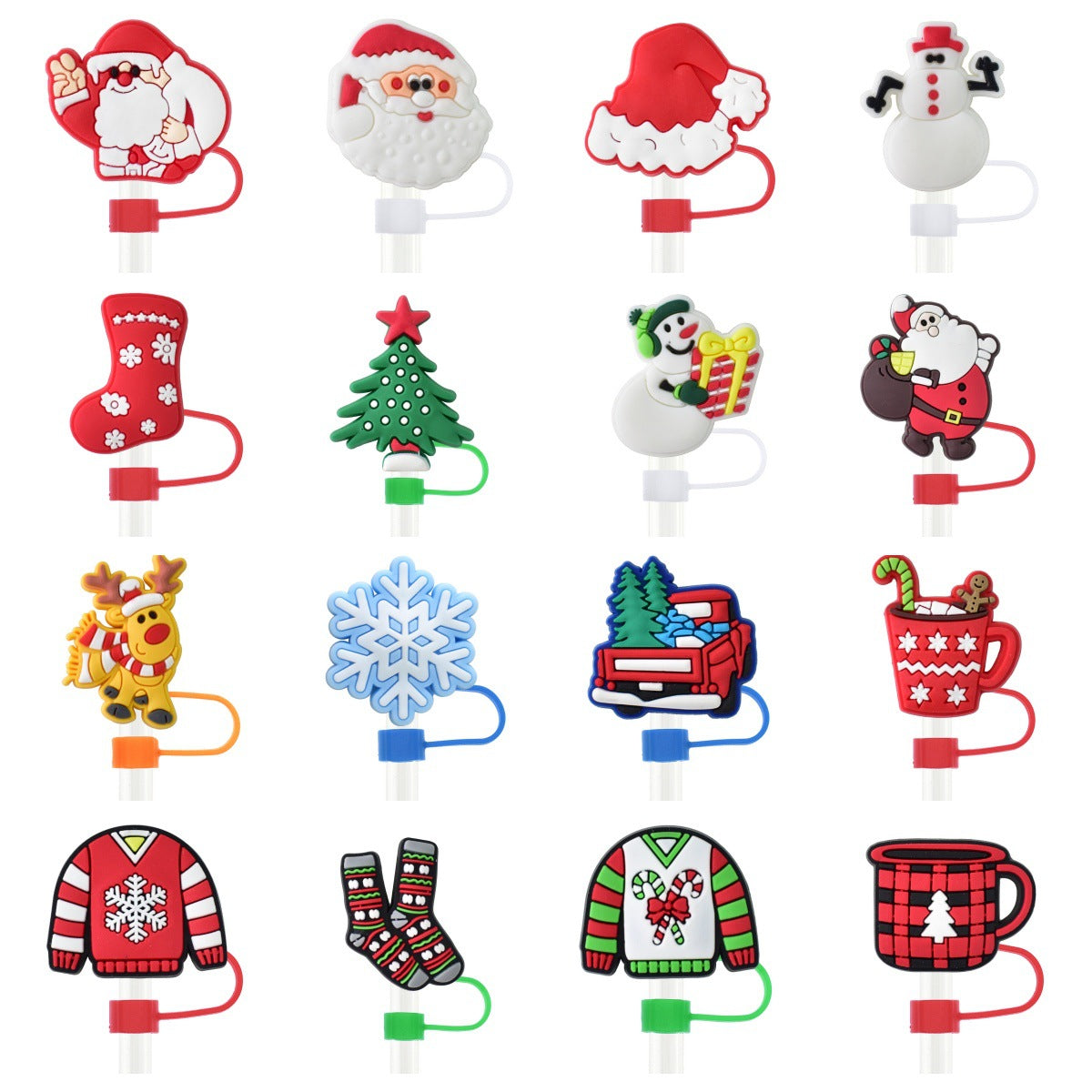 Wholesale 10pcs Christmas Series 10mm Straw Cover Straw Tube Cap