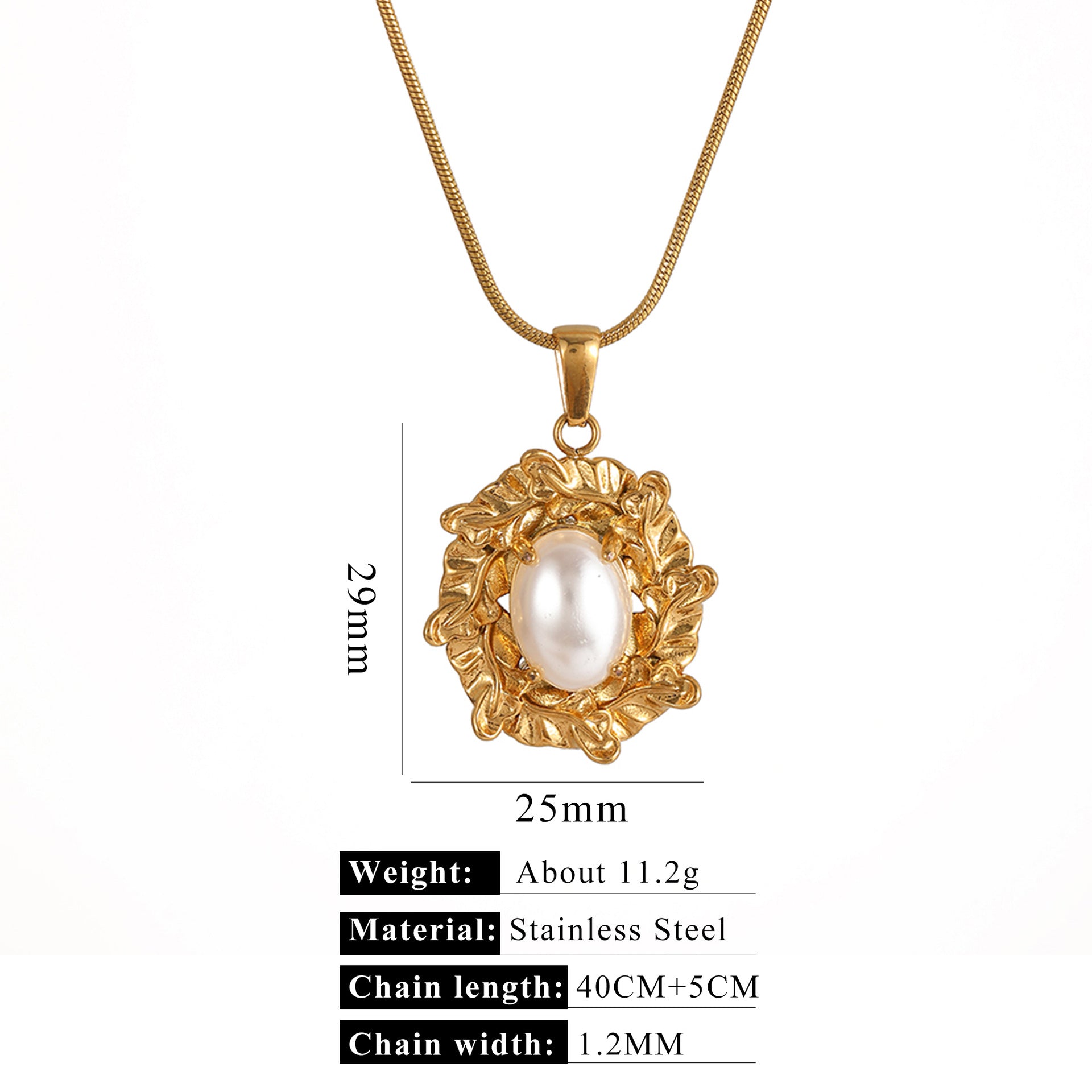 Wholesale Stainless steel 18k gold 40 5 necklace imitation pearl pendant necklace five-pointed star bow love chain gift