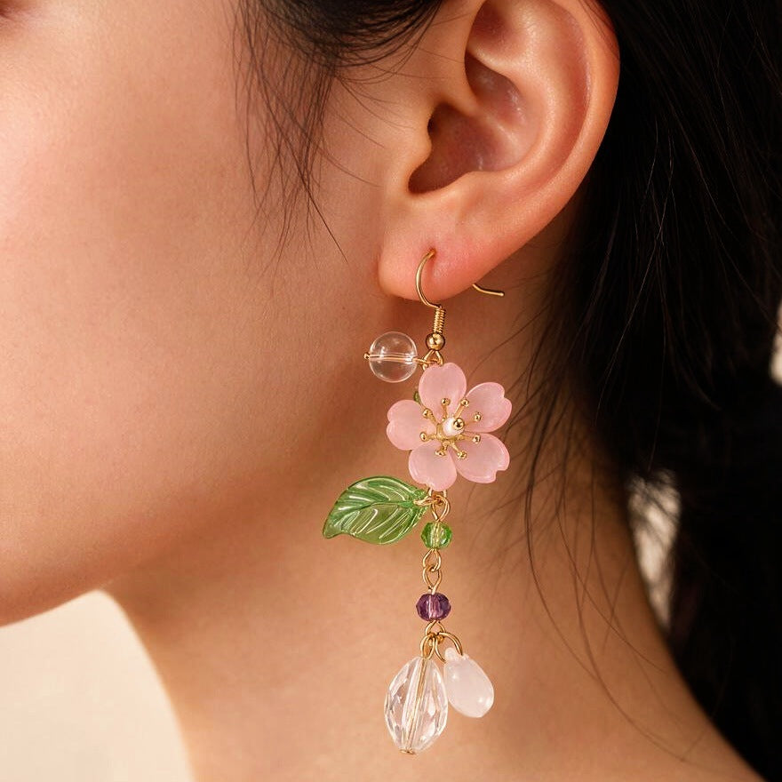 Wholesale French Style Floral Tassel Earrings Long Dangle Acrylic Jewelry Fashion Accessory Boutique Resale