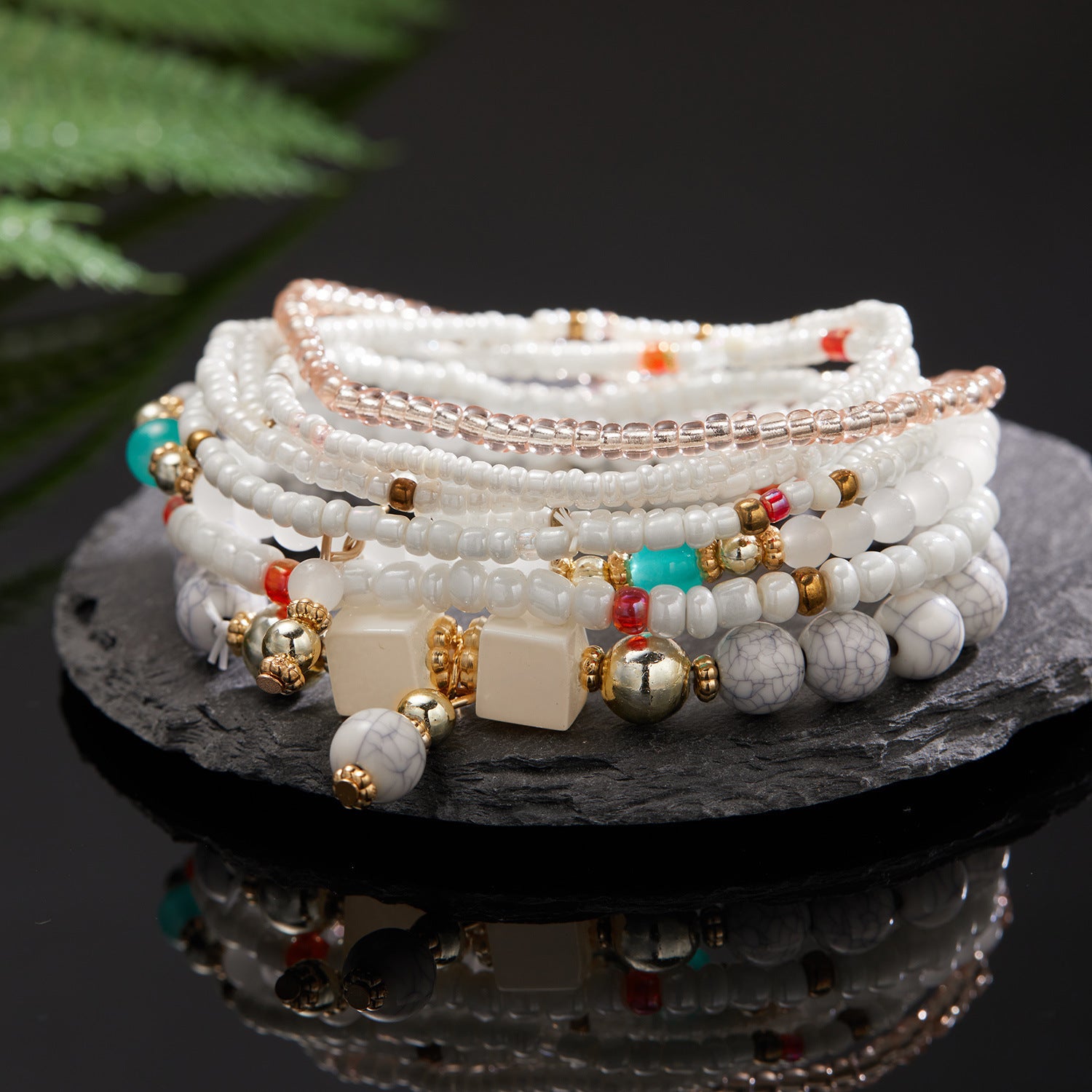 Wholesale Bohemian Ethnic Style Multi-Layered Rice Bead Bracelet