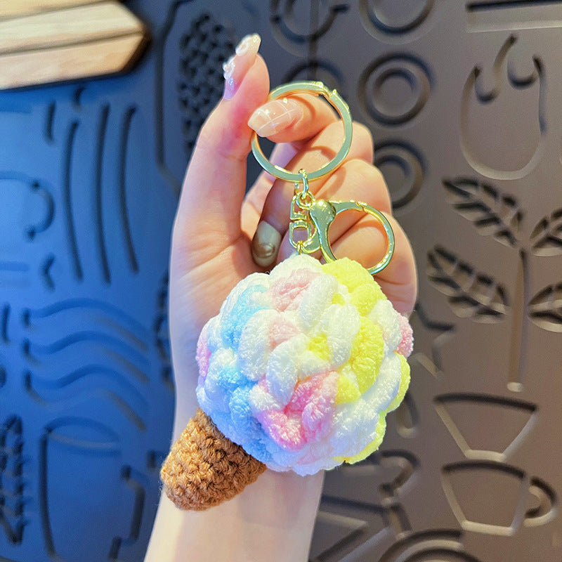 Wholesale Colorful Plush Ice Cream Keychain Cartoon Bag Charm Cute Gift