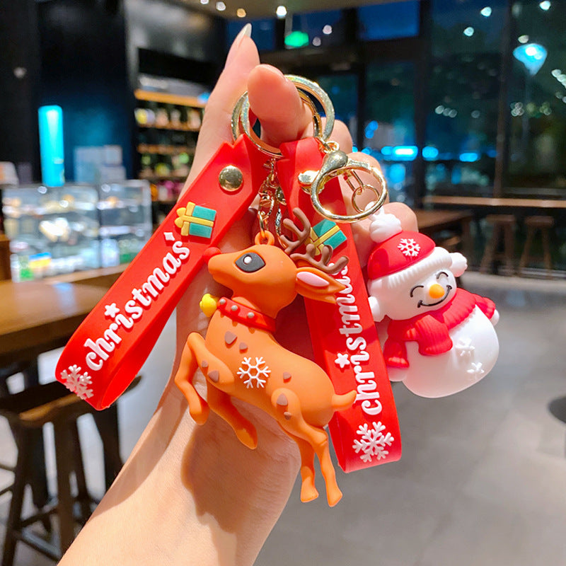 Wholesale Cartoon Cute Santa Claus Christmas Tree PVC Soft Keychain Creative Keychain ACC-KC-XinShu001