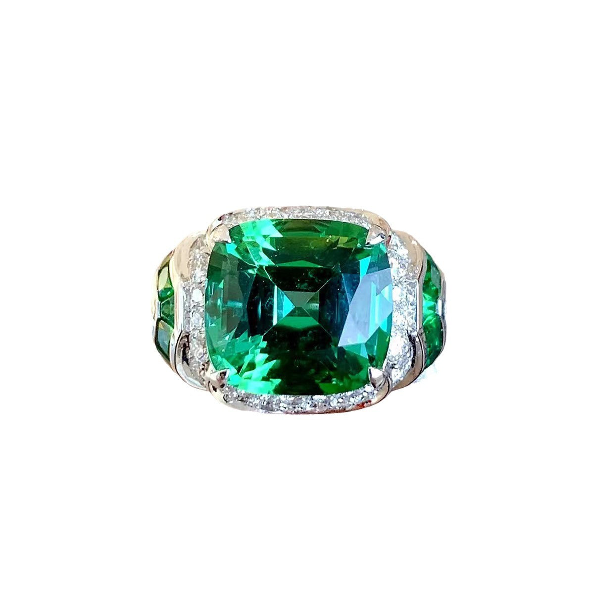 Wholesale Retro Green Tourmaline Cocktail Adjustable Ring
