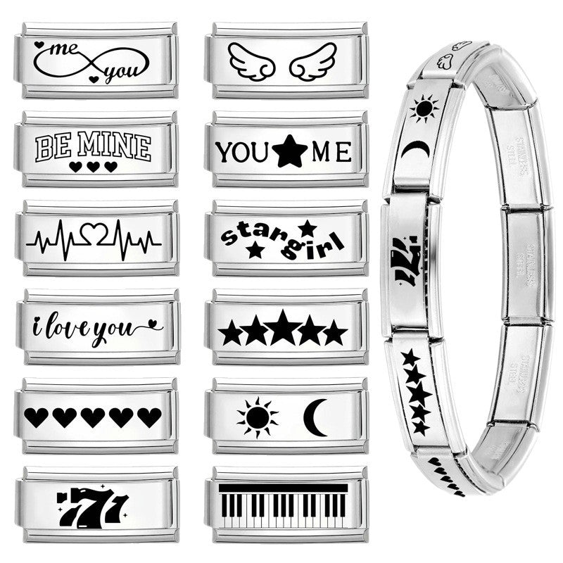 Wholesale 9mm Italian Charm Starter Bracelets DIY Long Stainless Steel Composable Bracelet