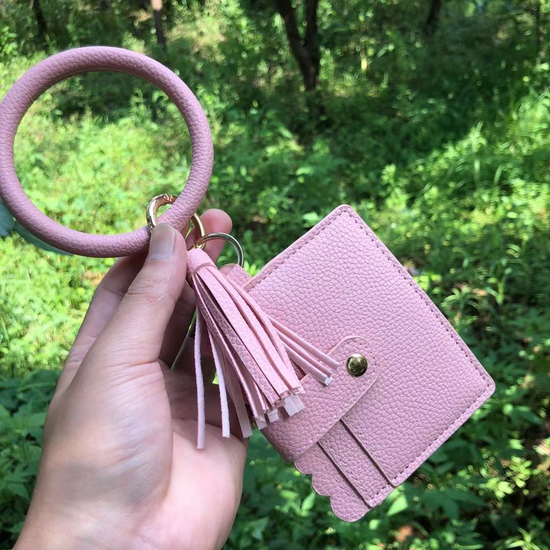 Wholesale Leopard Print PU Leather Tassel Keychain Wallet - Chic Fashion Accessory for Gift