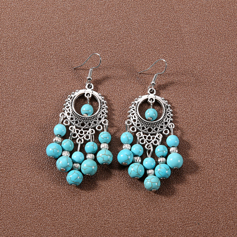 Wholesale Bohemian Tassel Turquoise Earrings Retro Ethnic Style ACC-ES-Gumi002