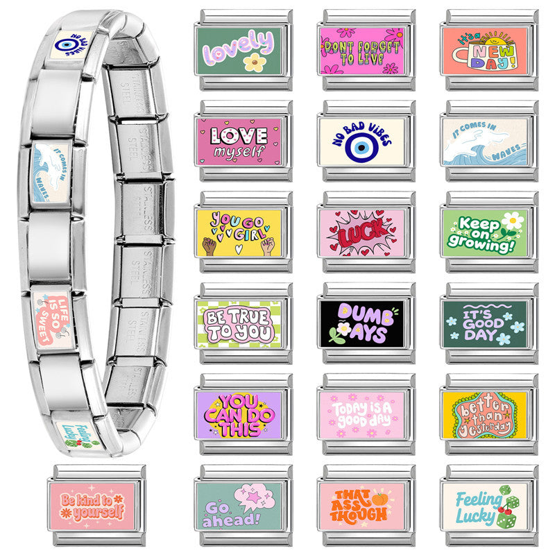 Wholesale Italian Charm Bracelet 9mm DIY Splicing Cute Creative Stainless Steel Composable Bracelet