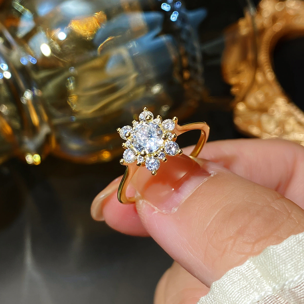 Wholesale Creative Diamond Snowflake S925 Sterling Silver Ring